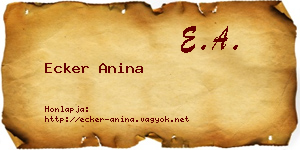 Ecker Anina névjegykártya